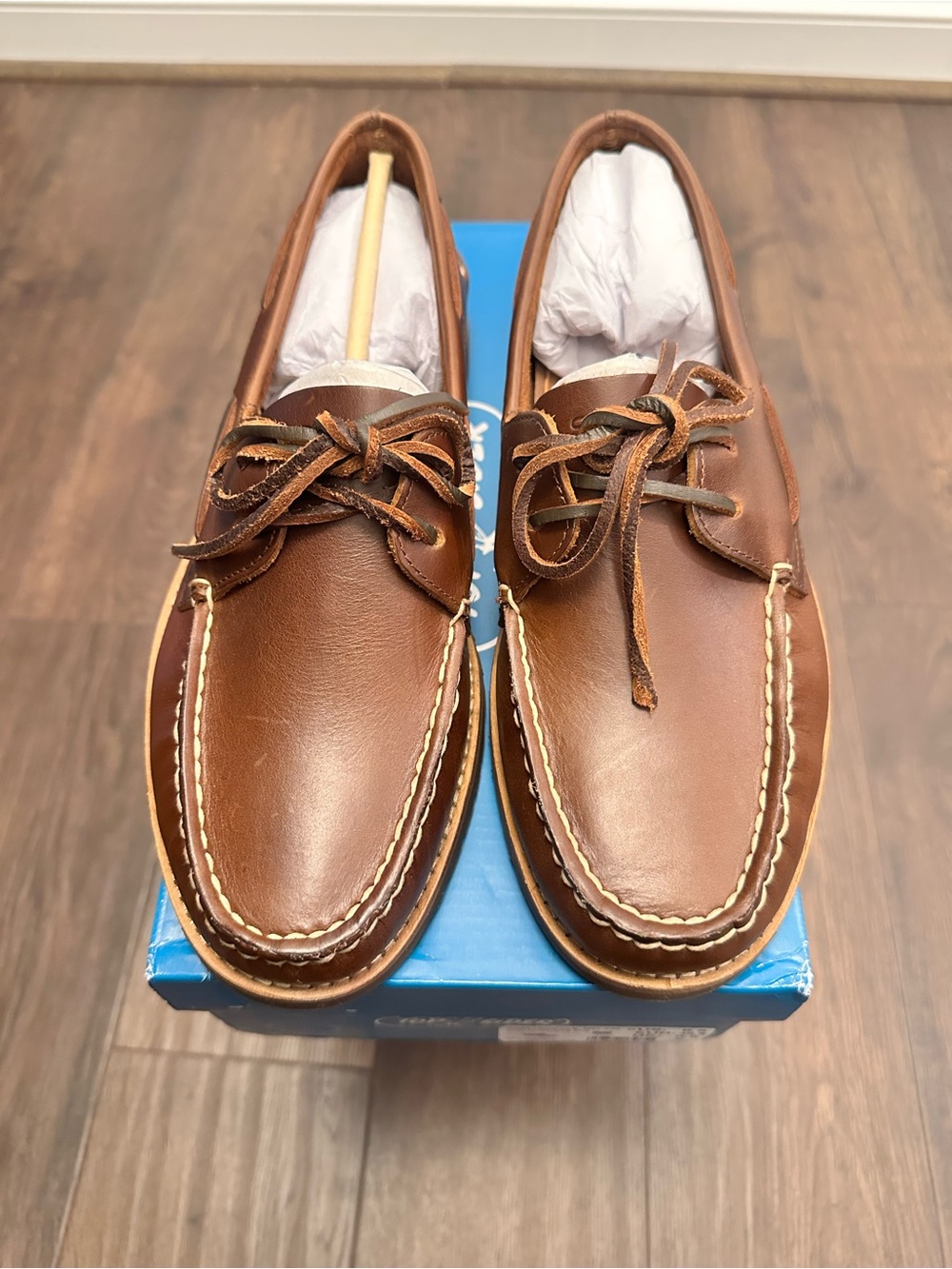 Sperry Men’s Brown Leather Top-Sider Boat Shoes with OG Box, Size 9.5